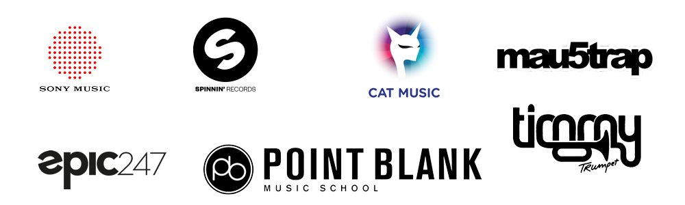SongRocket clients including Proton, Spinnin' Records, Cat Music, mau5trap, Global Records, Ticoray, Point Blank Music School